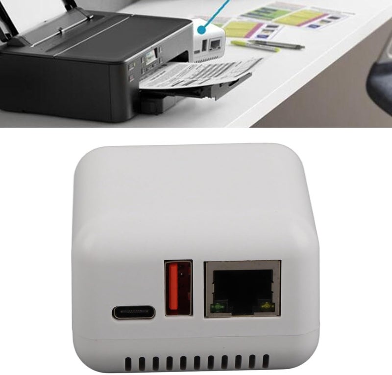 Denash USB 2.0 Network Print Server, Plug and Play LAN USB Print Server Adapter, USB 2.0 Port Network Print Server for Linux 3.4 for Wins or Later, for Android, for iOS - Image 5